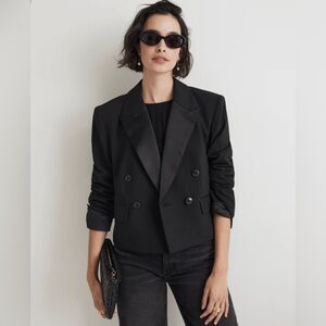 Madewell Black Cropped Double-Breasted Blazer